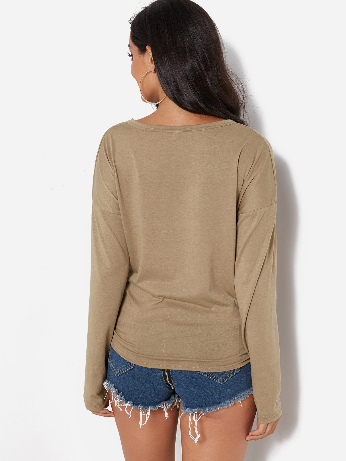 NEW FEELING Womens Khaki T-Shirts