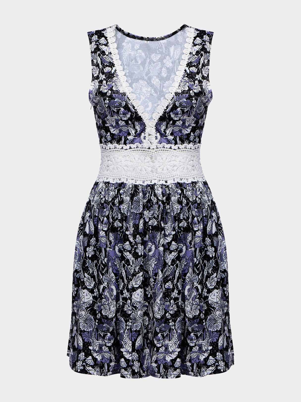 Wholesale Sleeveless Floral Print Lace Dress