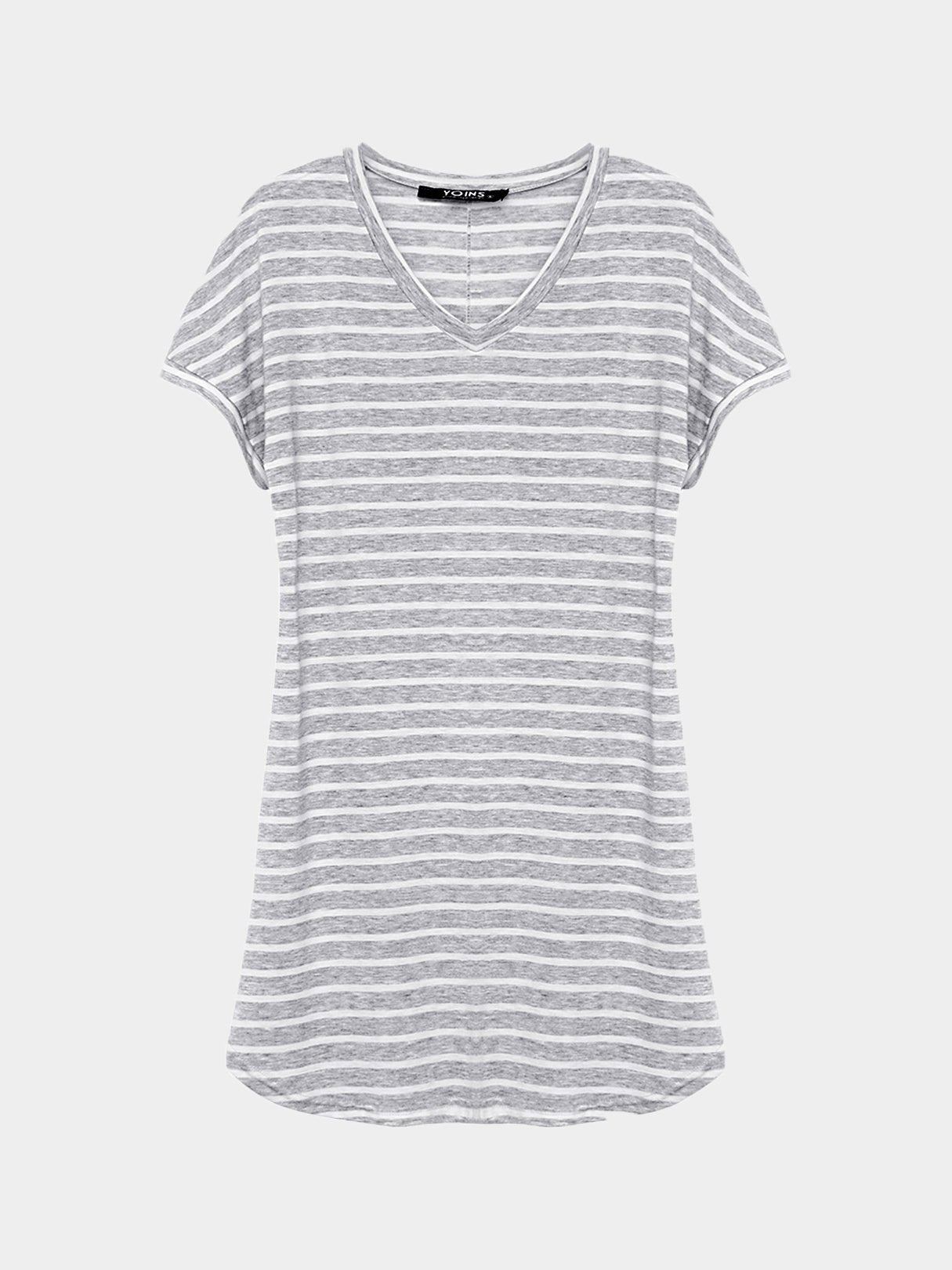 Wholesale V-Neck Stripe Curved Hem Mini Dress