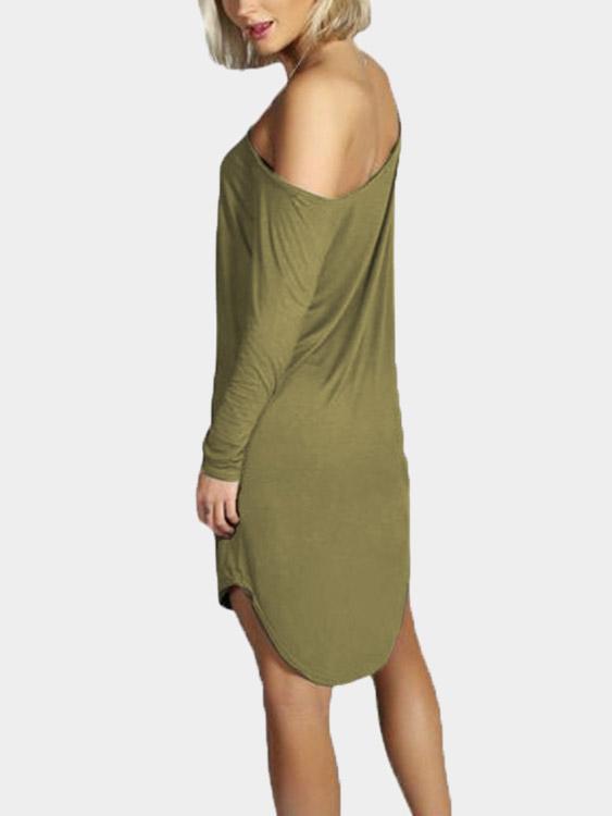 NEW FEELING Womens Army Green Mini Dresses