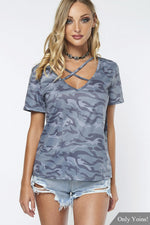 Wholesale V-Neck Camouflage Short Sleeve Camouflage T-Shirts