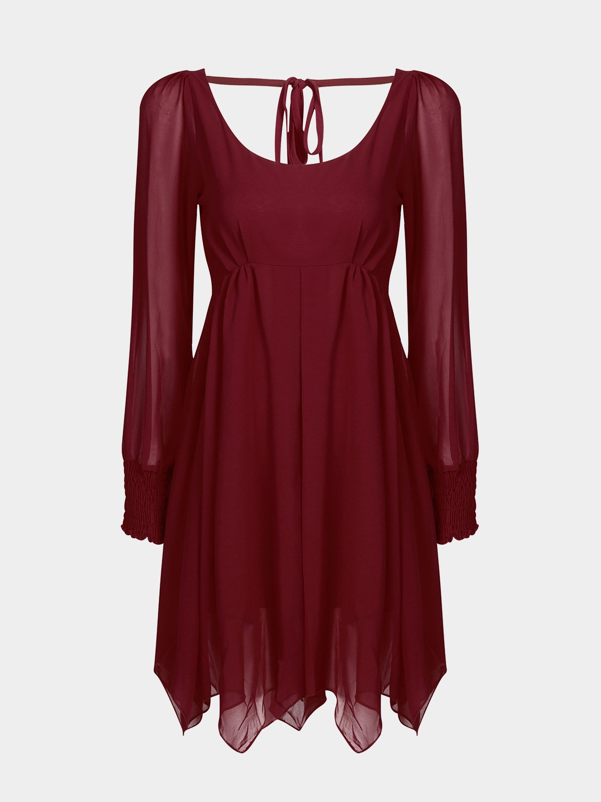 Wholesale Burgundy Round Neck Long Sleeve Sexy Dresses