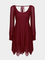 Wholesale Burgundy Round Neck Long Sleeve Sexy Dresses