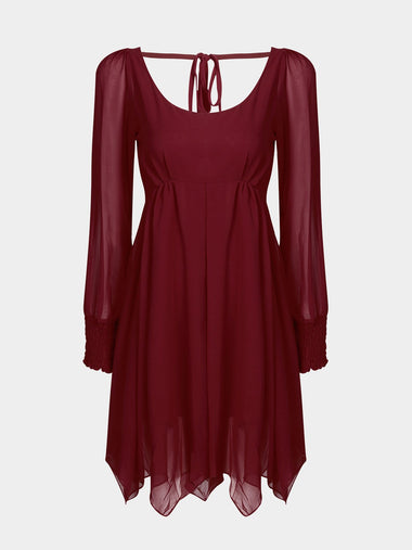 Wholesale Burgundy Round Neck Long Sleeve Sexy Dresses