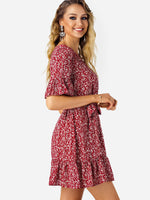 Custom Womens Floral Print Mini Dresses