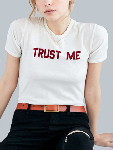 Wholesale Short Sleeve Round Neck Letter White T-Shirt