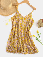 Wholesale V-Neck Sleeveless Backless Flounced Hem Dresses