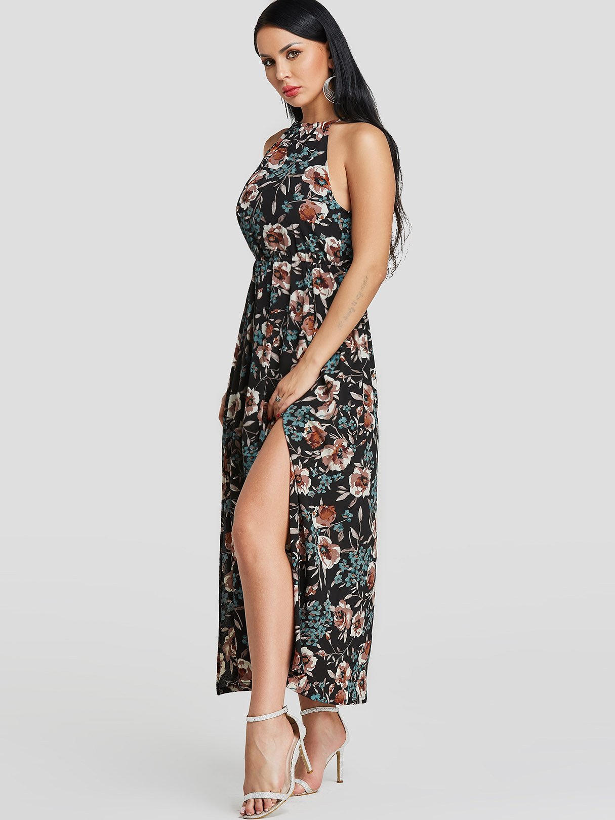OEM Ladies Black Floral Dresses