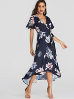 OEM Ladies Navy Floral Dresses