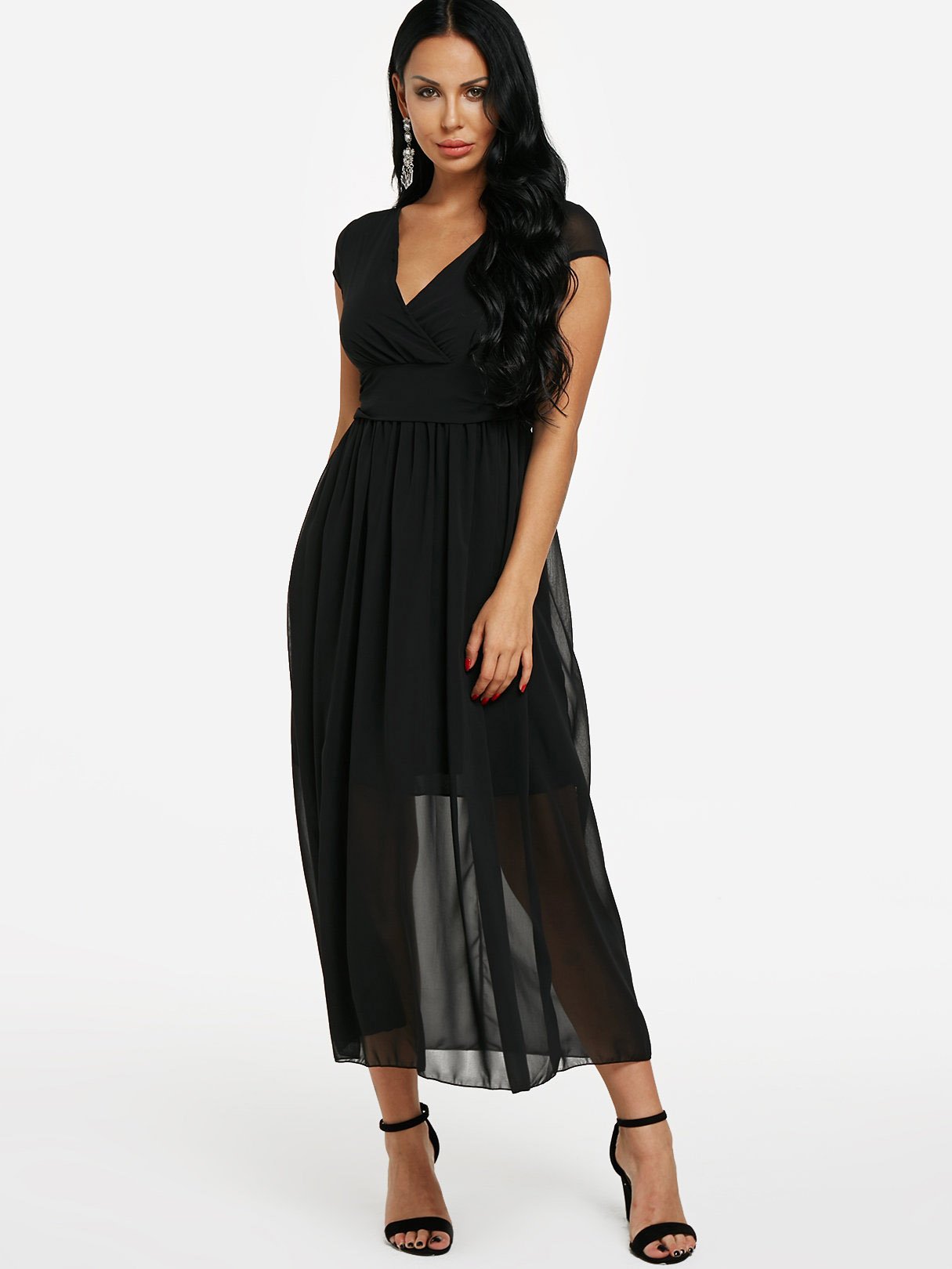 OEM Ladies Black Chiffon Dresses