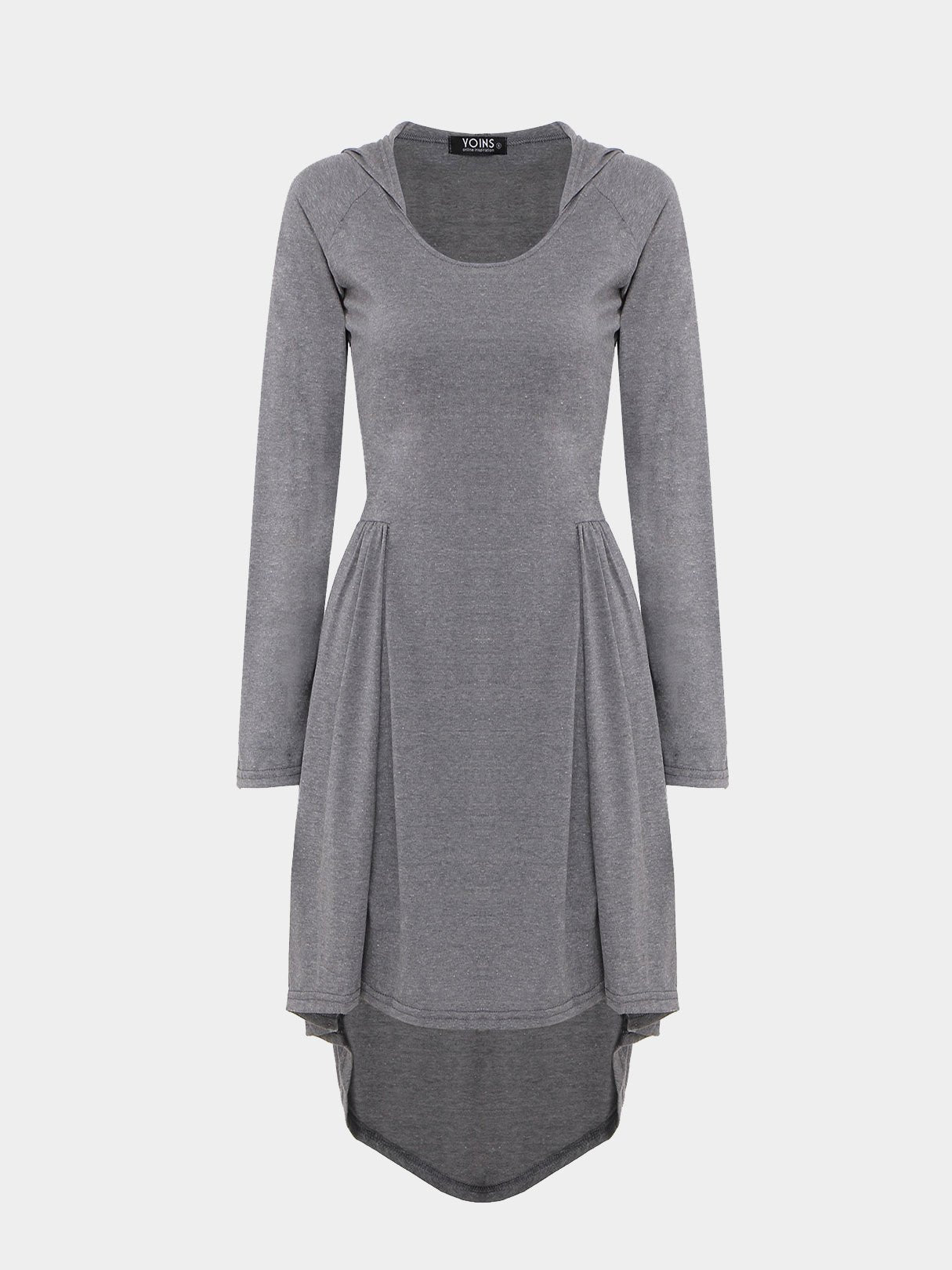 Wholesale V-Neck Long Sleeve Irregular Hem Grey Casual Dresses