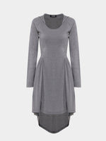 Wholesale V-Neck Long Sleeve Irregular Hem Grey Casual Dresses