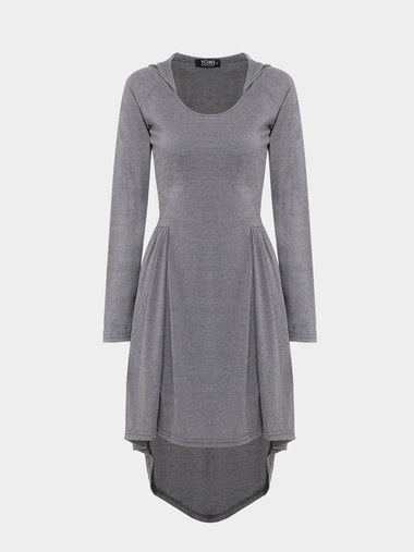 Wholesale V-Neck Long Sleeve Irregular Hem Grey Casual Dresses