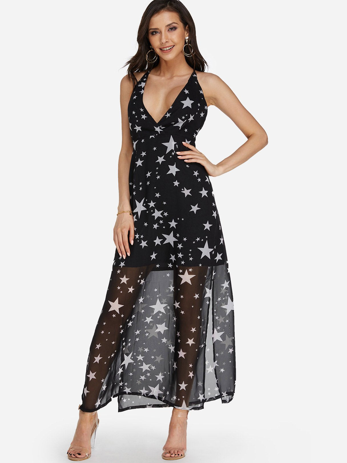 OEM Ladies Black V-Neck Dresses