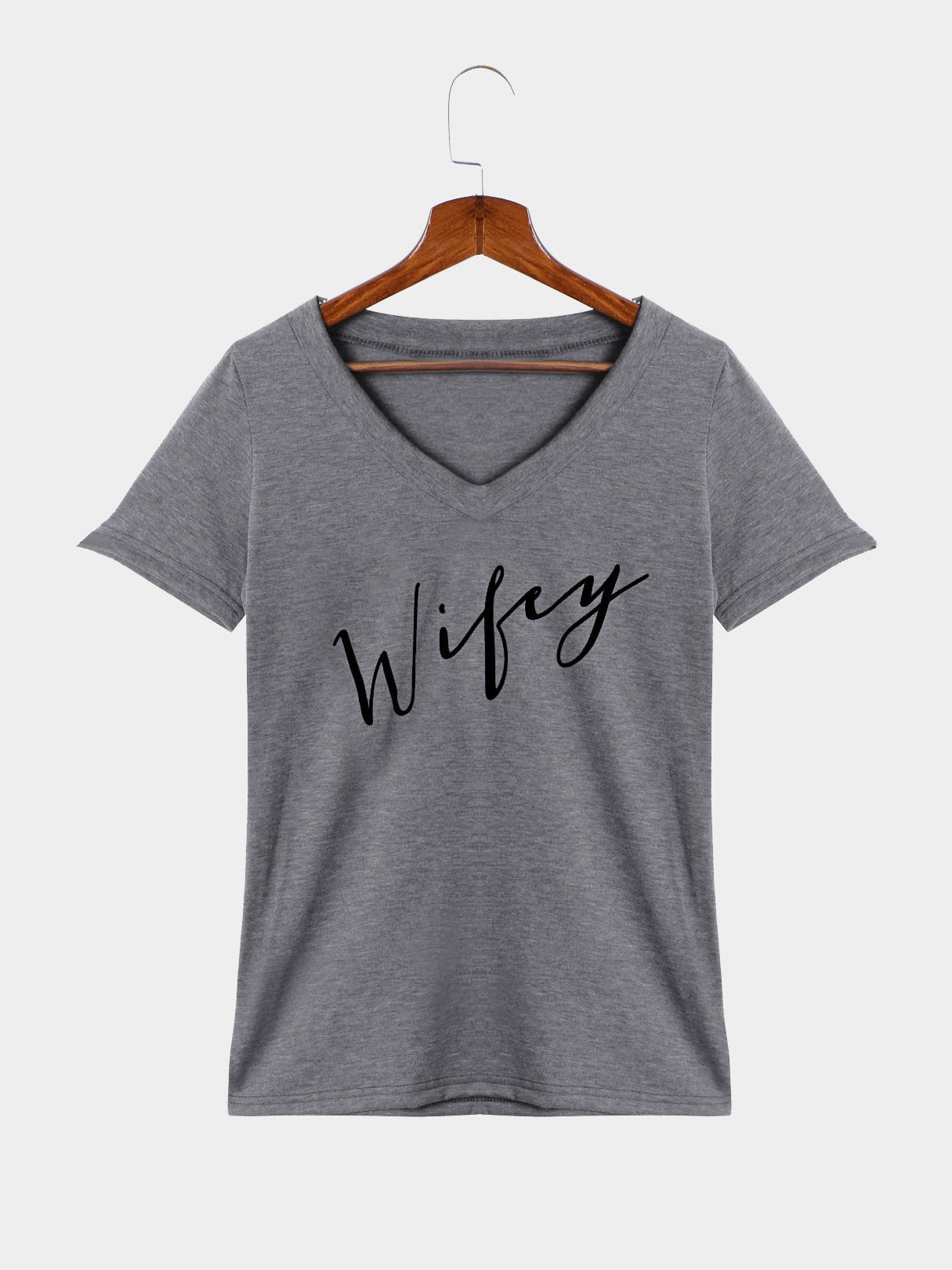 Wholesale Round Neck Letter Grey T-Shirts