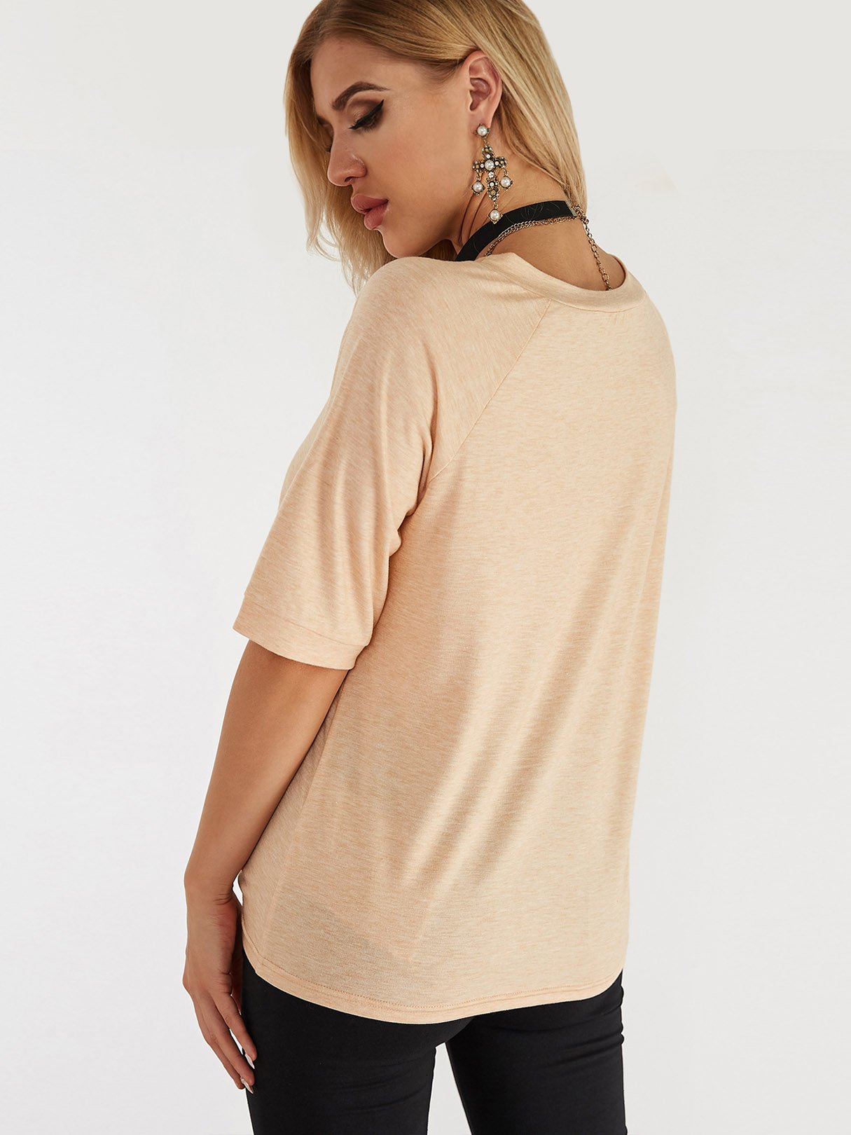 NEW FEELING Womens Apricot T-Shirts