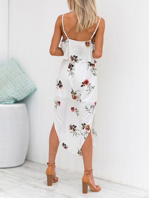 OEM Ladies White Floral Dresses