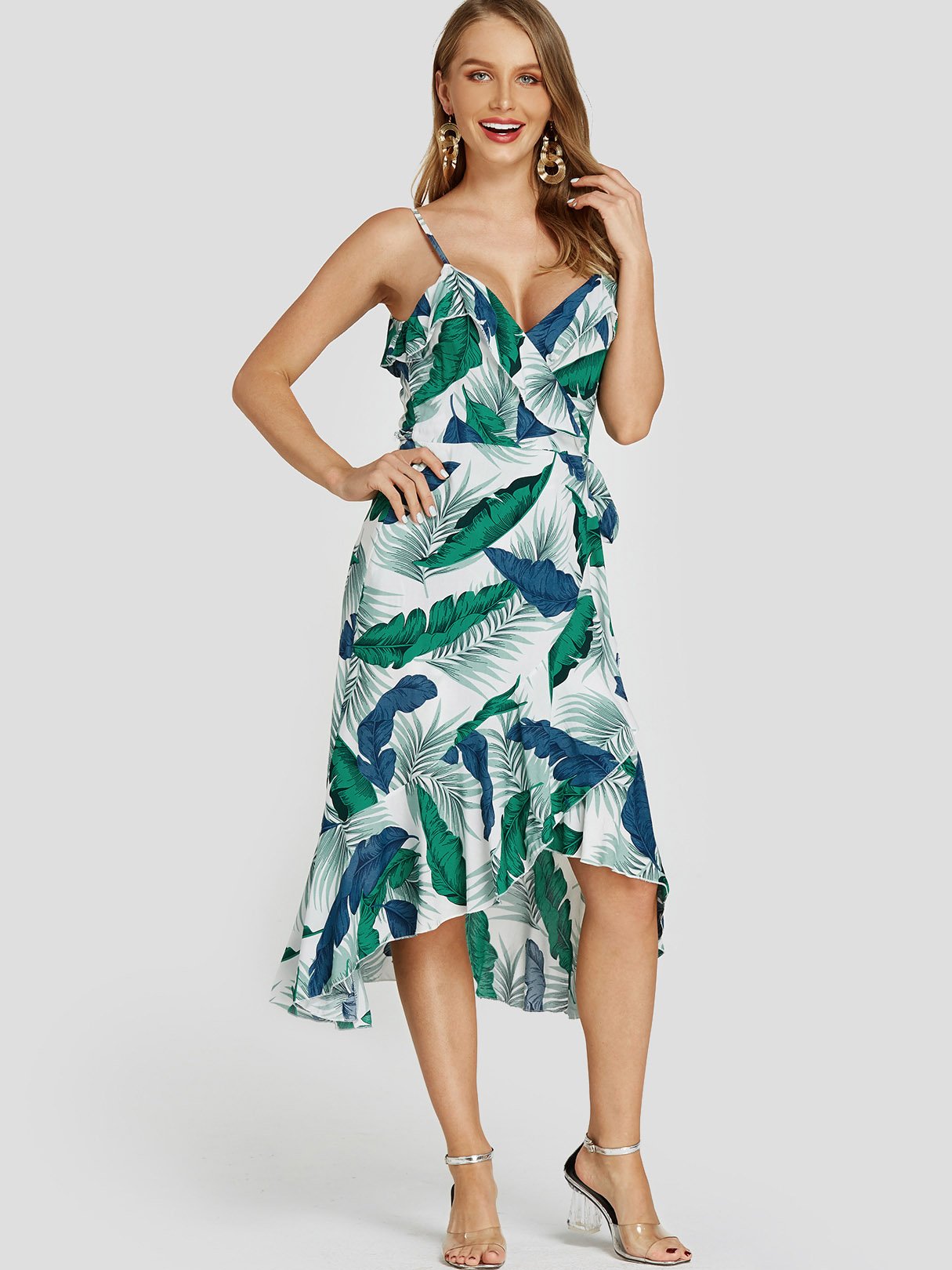 OEM Ladies Green Floral Dresses