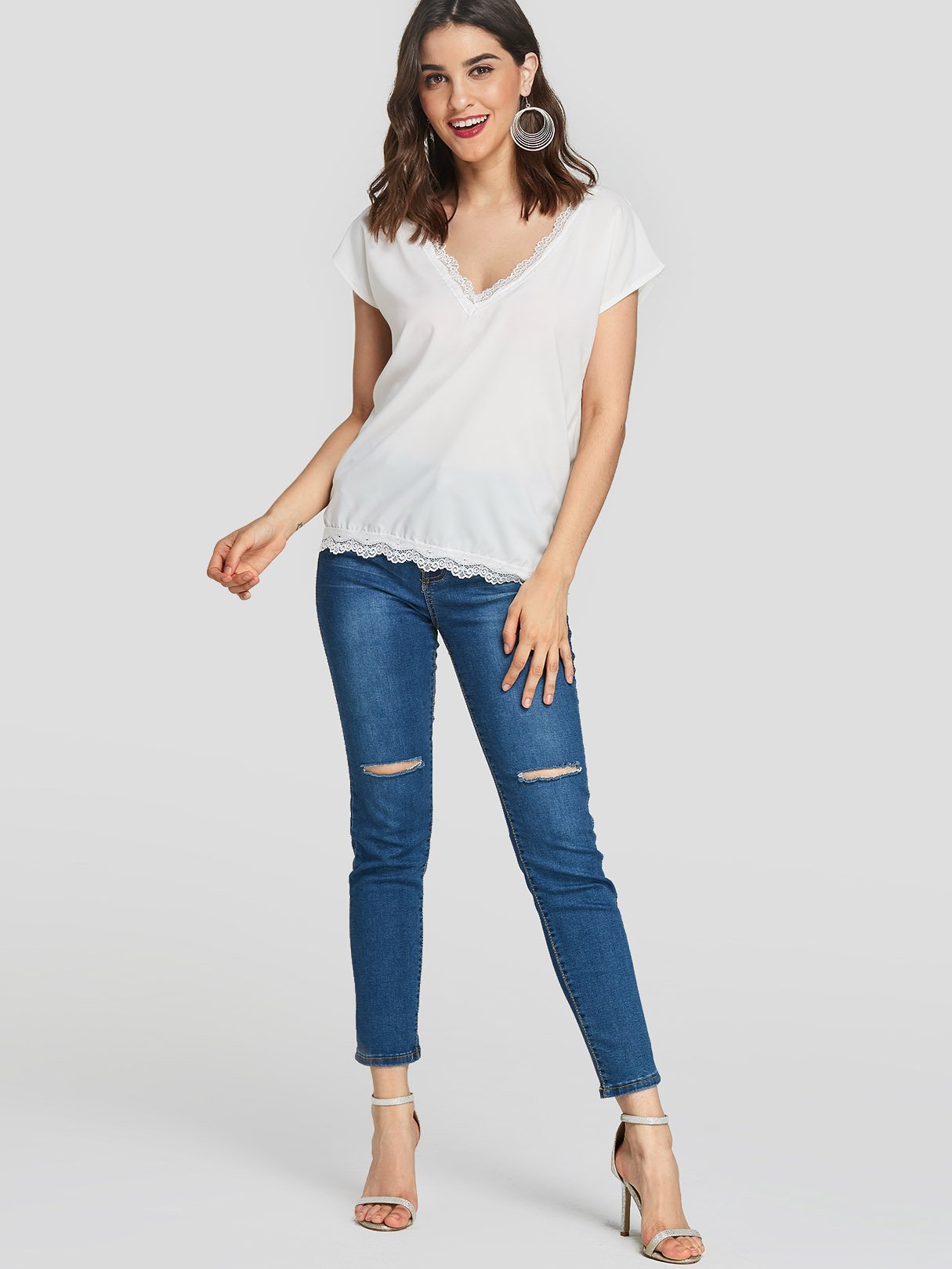 NEW FEELING Womens White T-Shirts