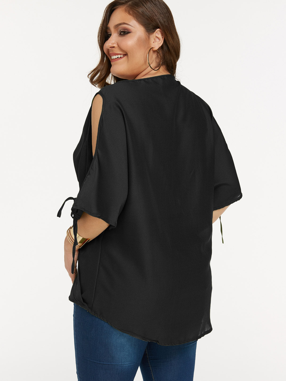 NEW FEELING Womens Black Plus Size Tops
