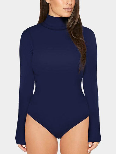 Wholesale Perkins Collar Plain Long Sleeve Bodysuits
