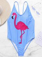 Wholesale Blue V-Neck Printed Bodycon One-Pieces Swimsuits