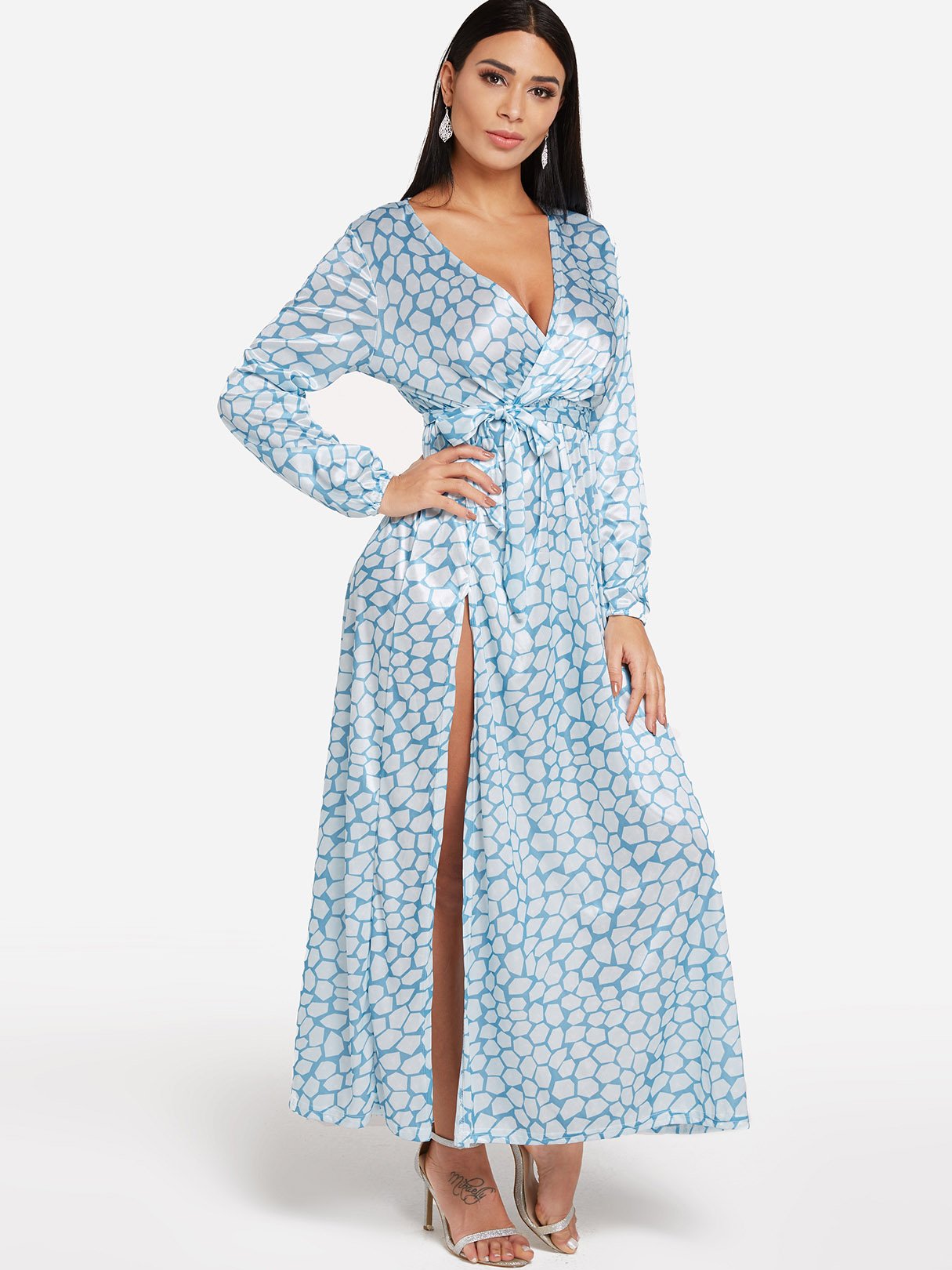 OEM Ladies Blue Maxi Dresses
