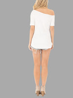 NEW FEELING Womens White T-Shirts