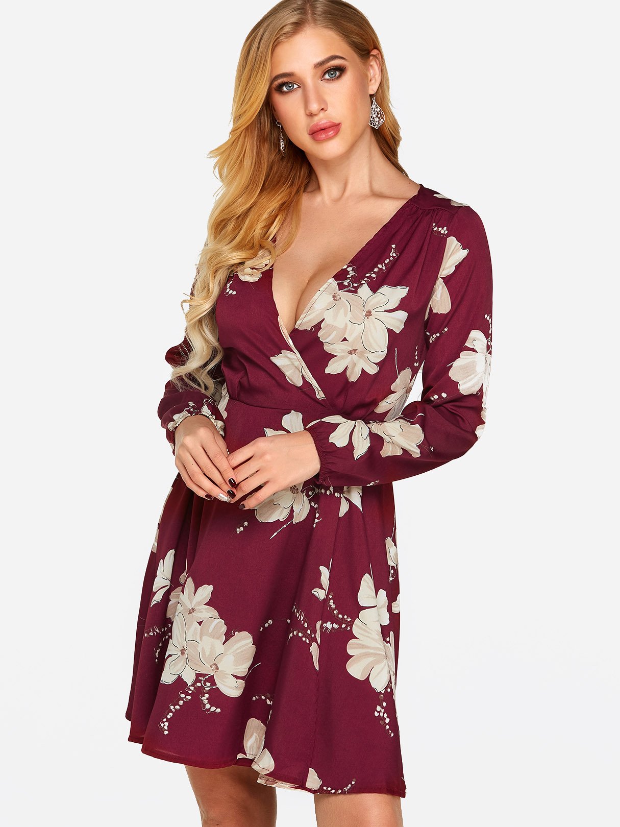 OEM Ladies Red Floral Dresses