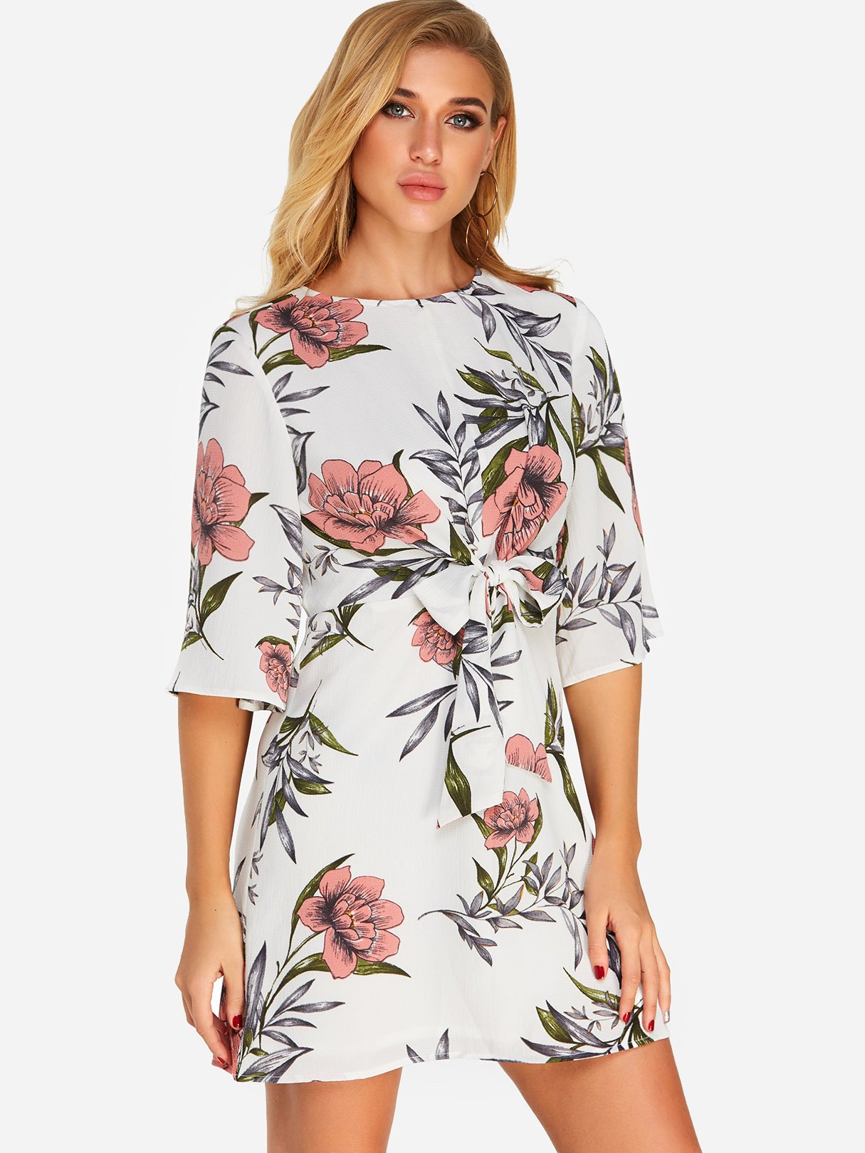 Custom Womens Floral Print Mini Dress