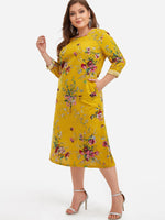 OEM Ladies Yellow Plus Size Dresses