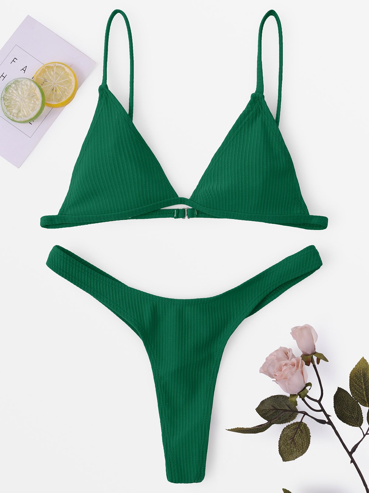 Wholesale V-Neck Sleeveless Plain Backless Two Piece Bikinis