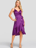 NEW FEELING Womens Purple V-Neck Dresses