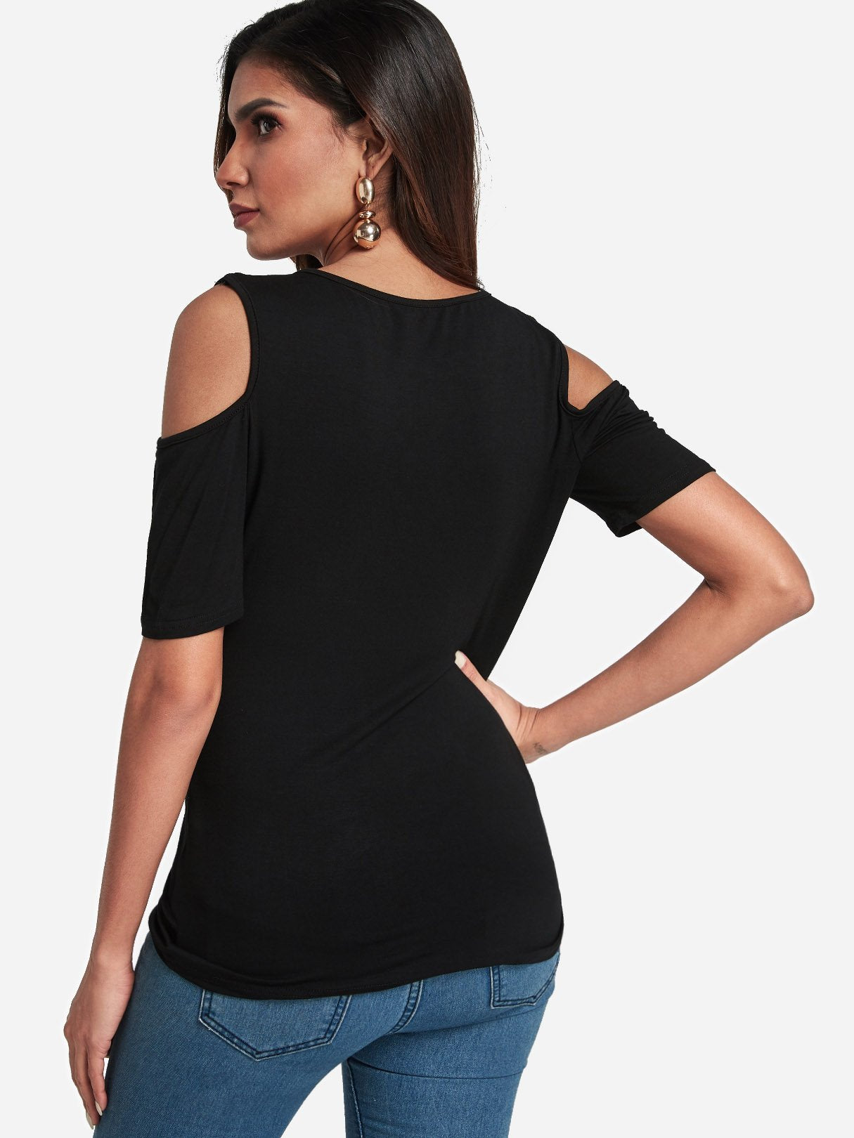 NEW FEELING Womens Black T-Shirts