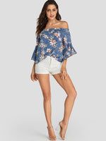NEW FEELING Womens Blue Blouses