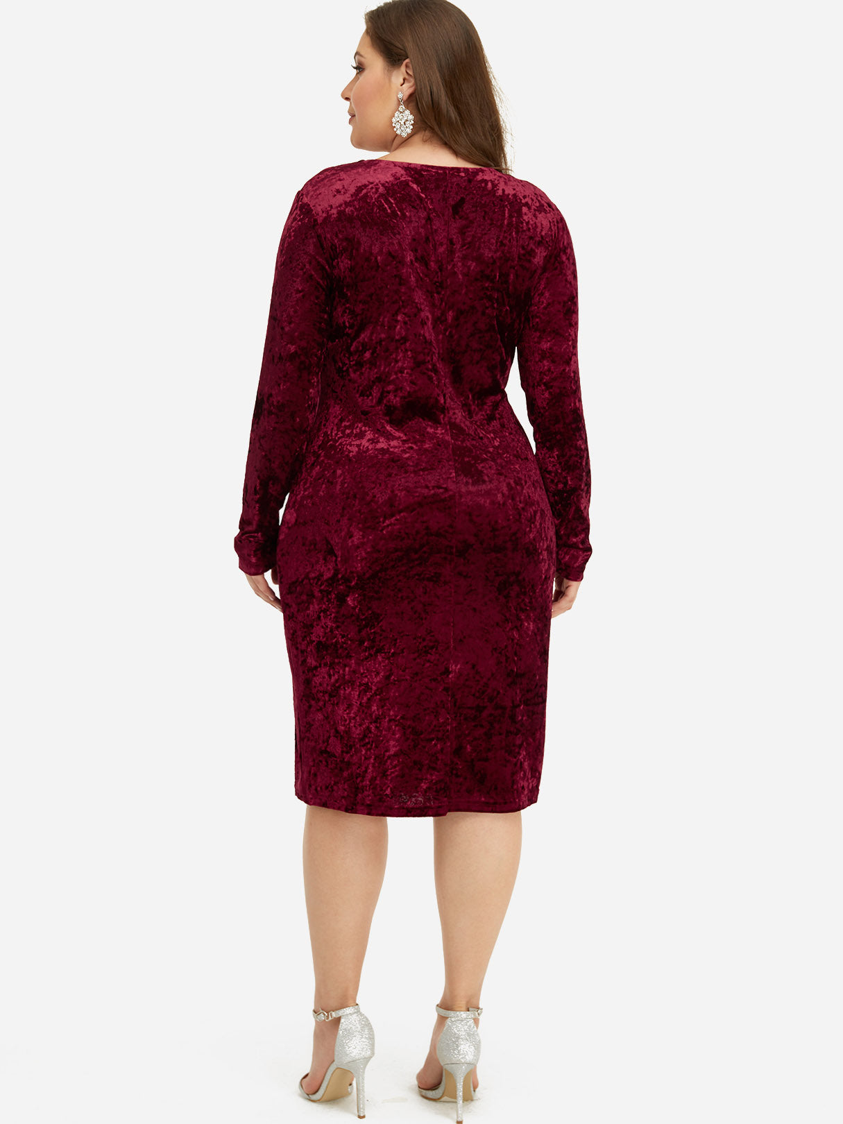 NEW FEELING Womens Burgundy Plus Size Dresses