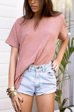 Wholesale Round Neck Short Sleeve Pink T-Shirt