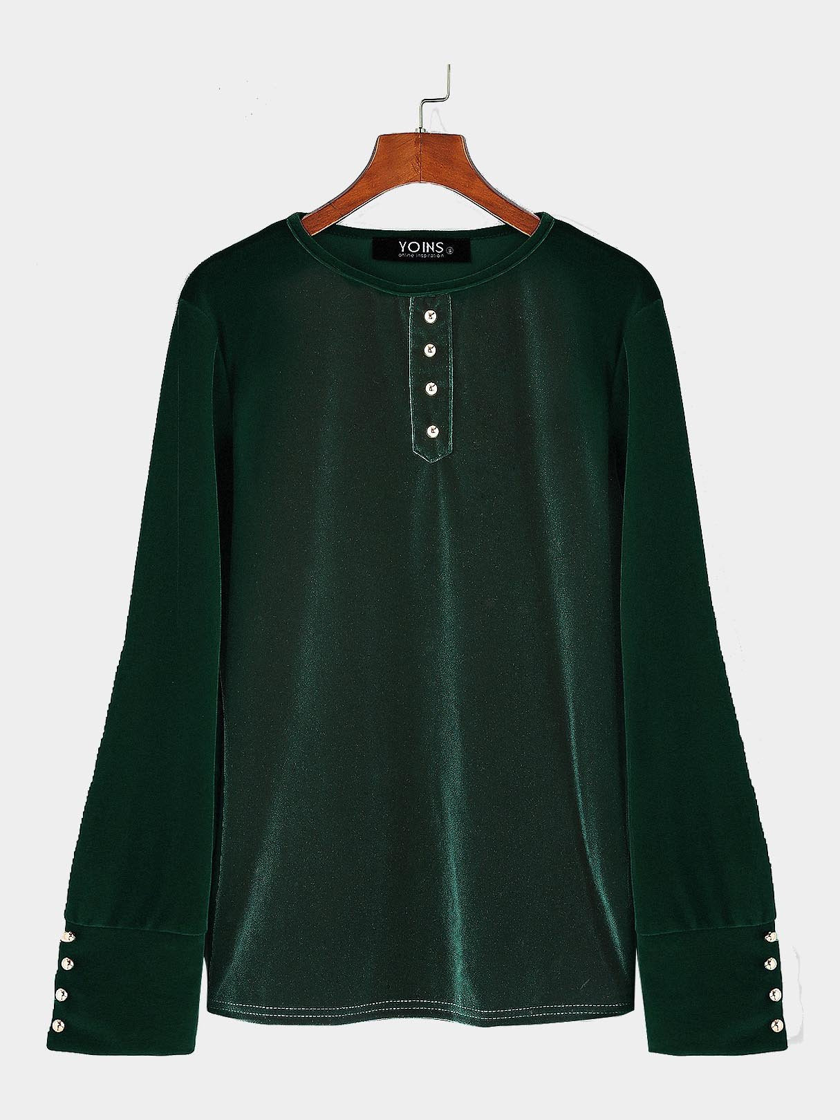Wholesale Round Neck Long Sleeve Green Top