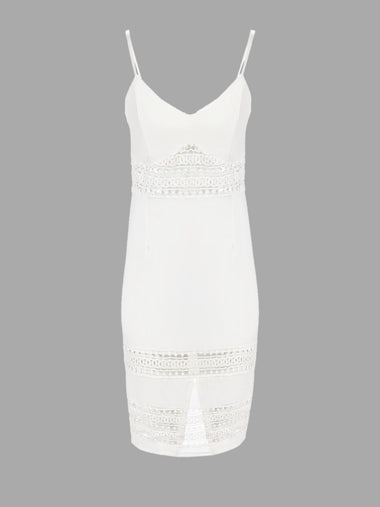 Wholesale White V-Neck Sleeveless Lace Dresses