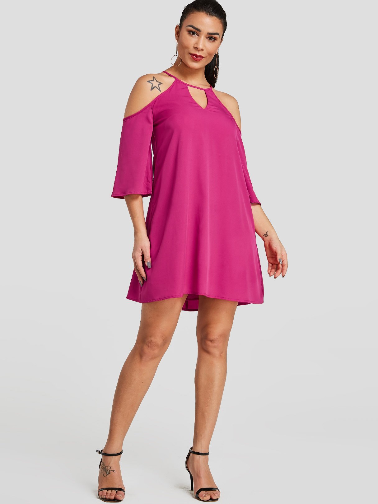 NEW FEELING Womens Fuchsia Casual Dresses
