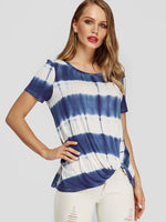 Wholesale Round Neck Stripe Twist Short Sleeve T-Shirts