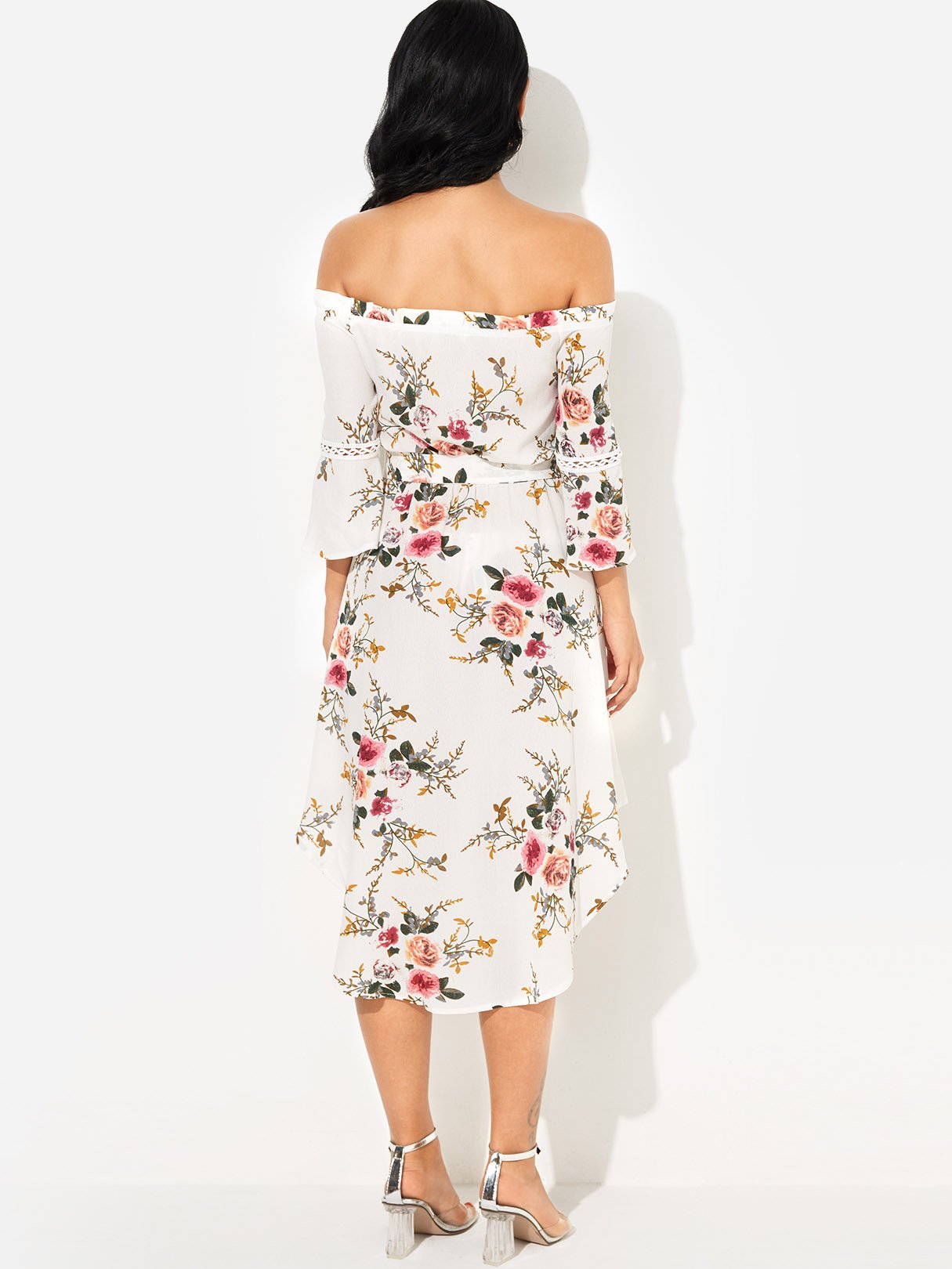 NEW FEELING Womens White Floral Dresses