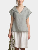Wholesale Lapel Collar Short Sleeve Top