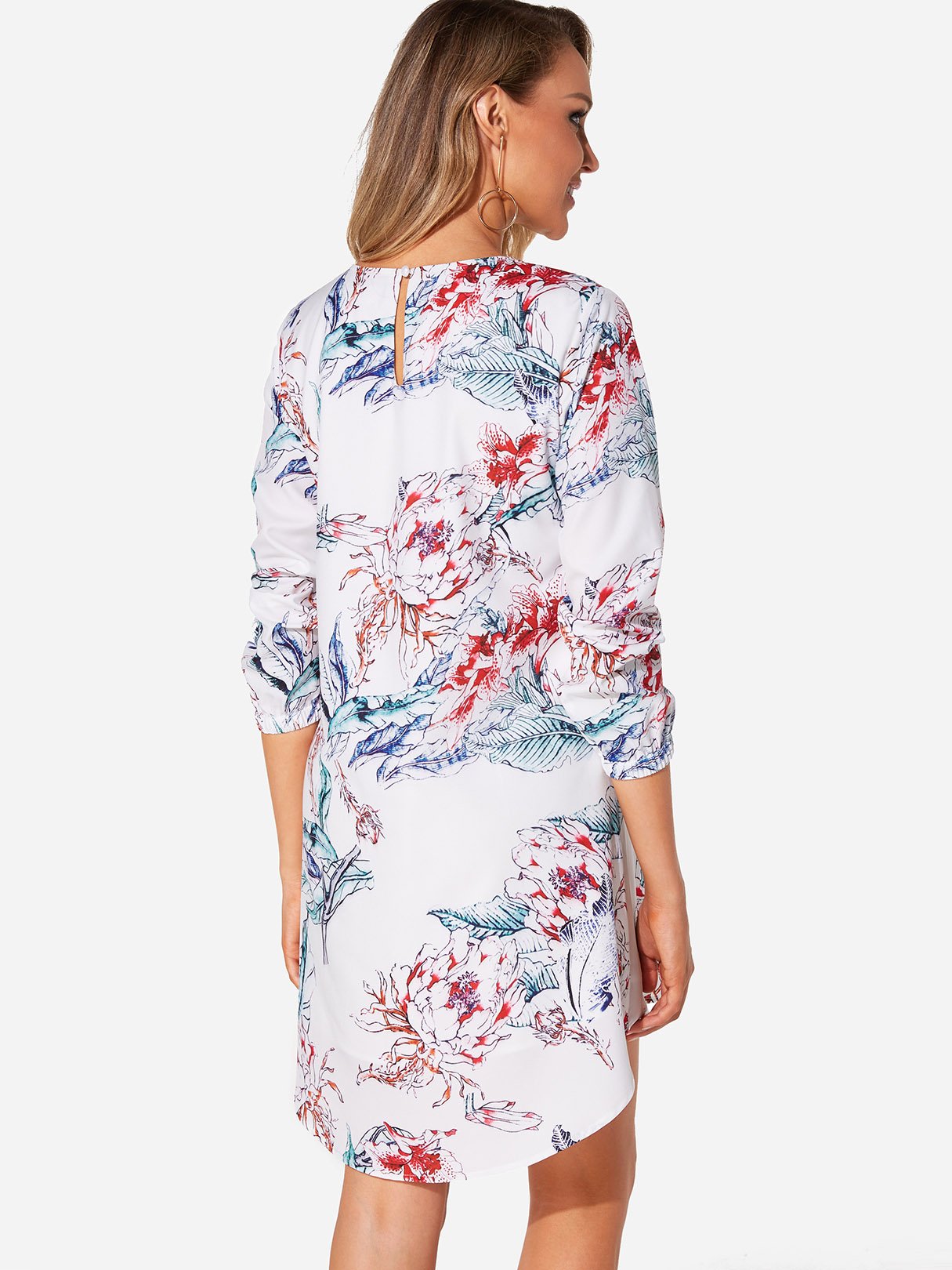 NEW FEELING Womens White Floral Dresses