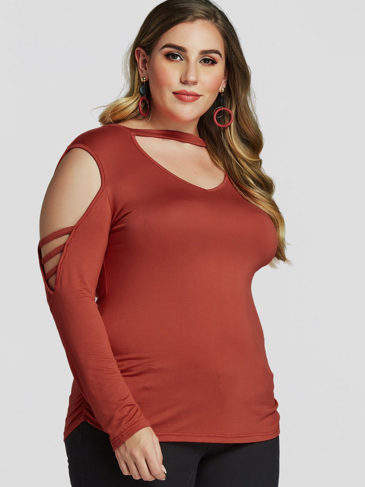 OEM Ladies Coral Plus Size Tops