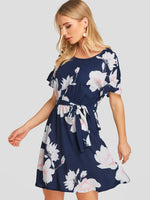 OEM Ladies Navy Floral Dresses