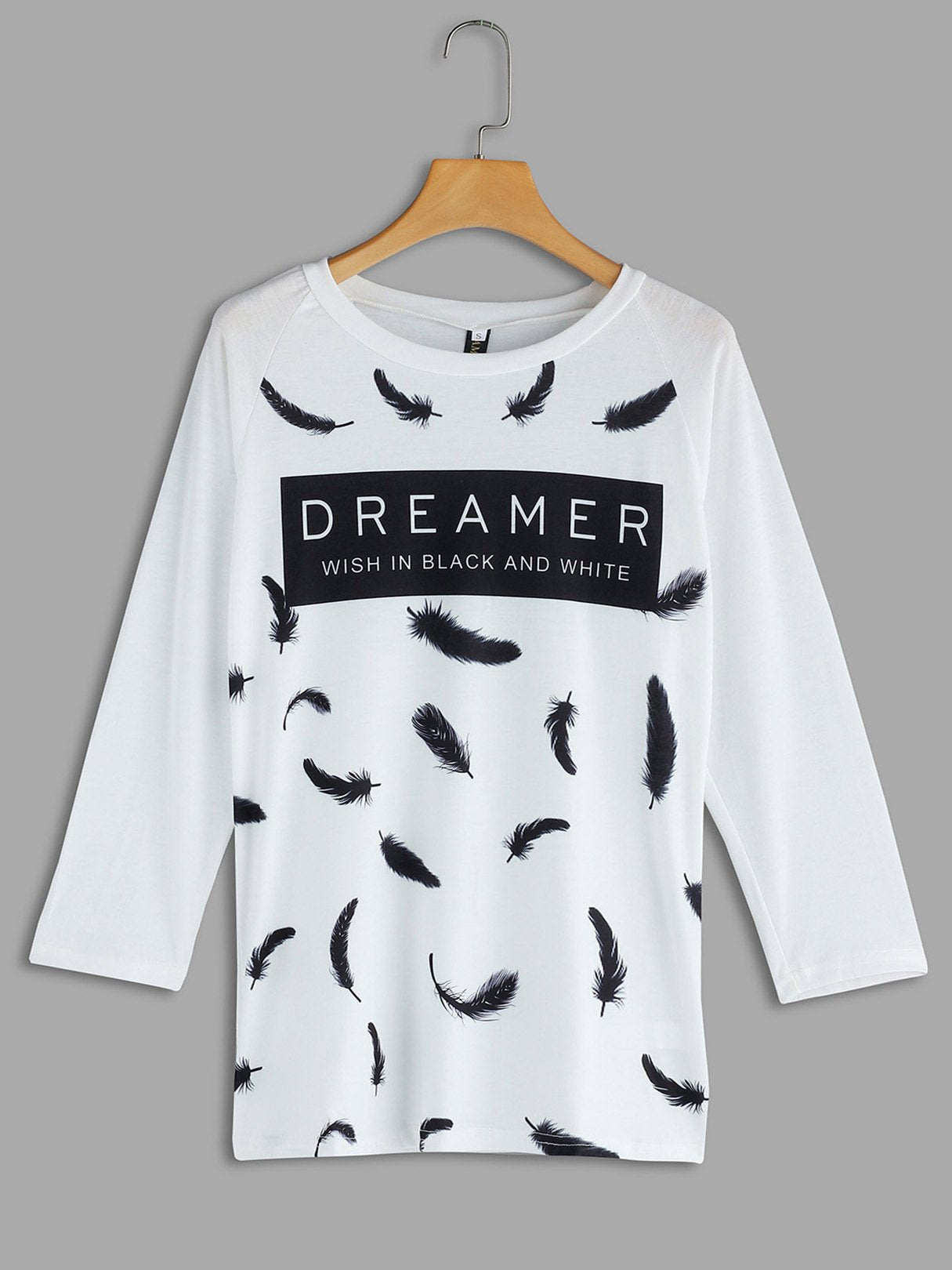 Wholesale Crew Neck Letter Printed Long Sleeve White T-Shirts