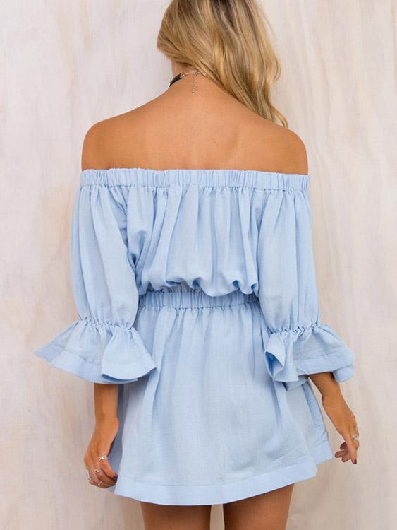 OEM Ladies Blue Mini Dresses