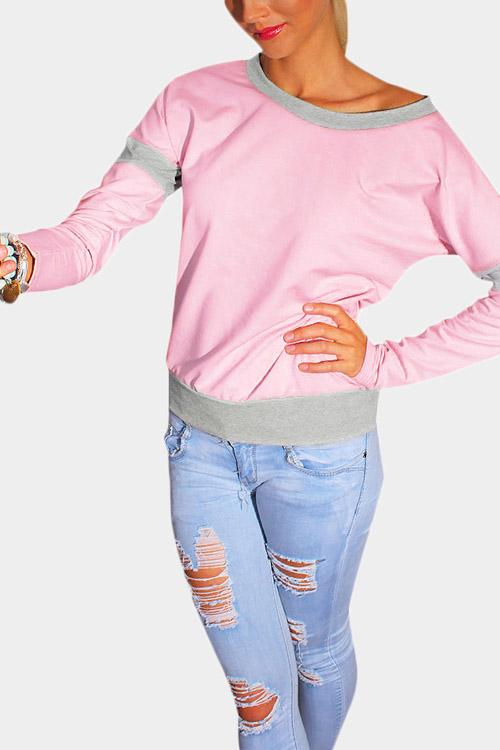 Wholesale Round Neck Long Sleeve Pink T-Shirts