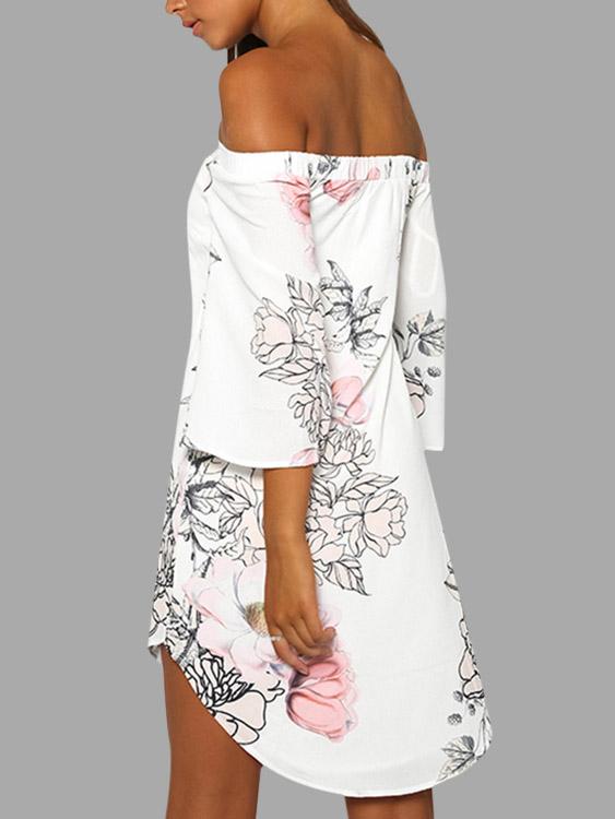 NEW FEELING Womens White Floral Dresses
